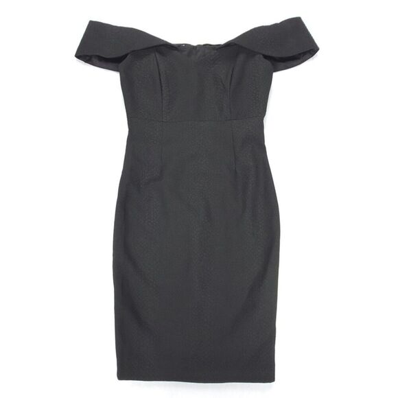 NEW Bardot Eva Off Shoulder Sweetheart Mini Sheath Dress 8 Medium Black Cocktail - Picture 1 of 9
